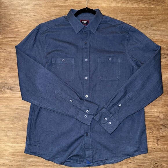 UNTUCKit Navy Flannel Hemsworth Shirt (Large) - Picture 1 of 2